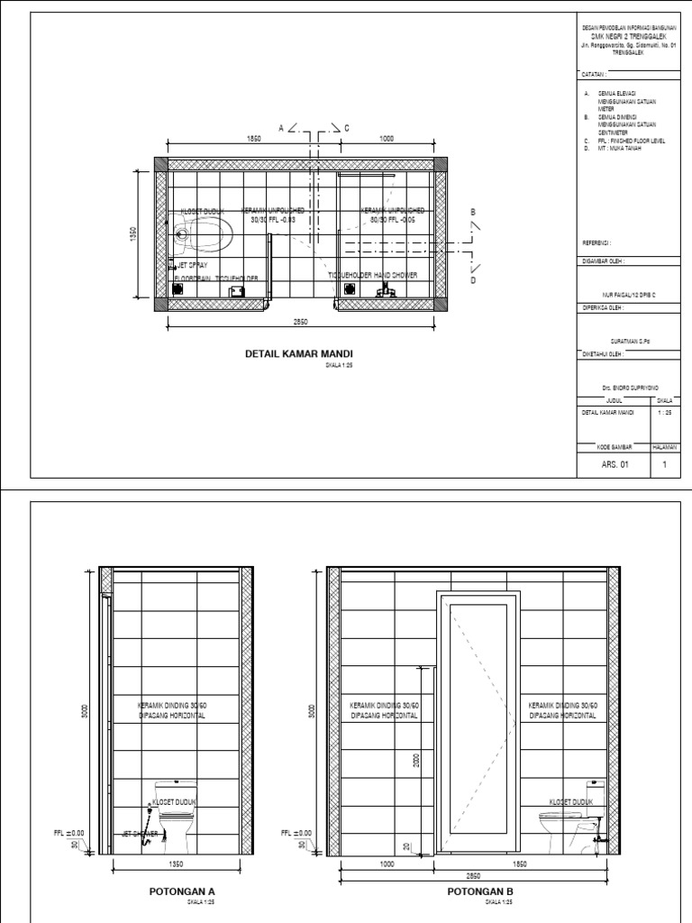 Gambar Kerja Detail Kamar Mandi | PDF