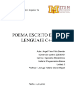 Poema Escrito en El Lenguaje C++: Instituto Tecnológico Superior de Macuspana