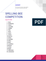 Official Unilag Freshers Spelling Competition Word List