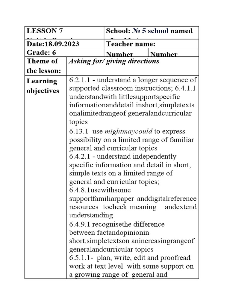 Lesson 7 asking for giving direction pdf