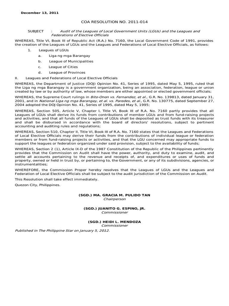 Audit Resolution for LGUs and Officials | PDF