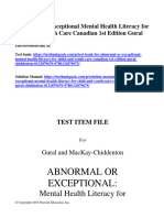 Abnormal or Exceptional Mental Health Literacy For Child and Youth Care Canadian 1st Edition Gural Test Bank 1