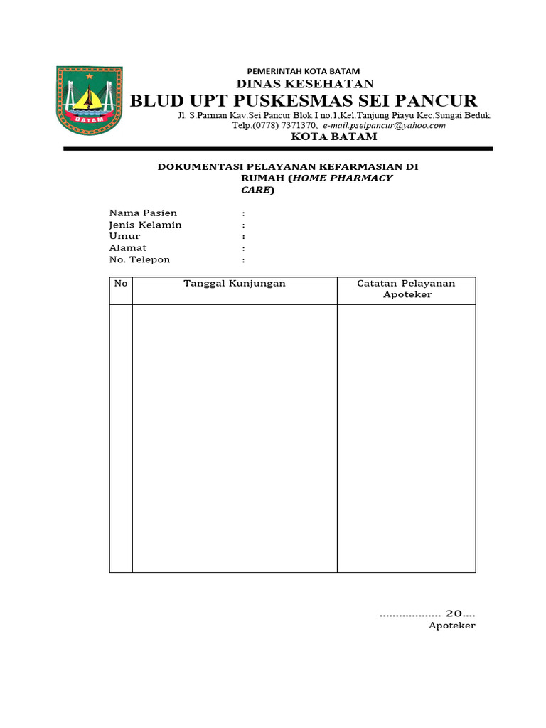 Formulir Pelayanan Kefarmasian Rumah | PDF