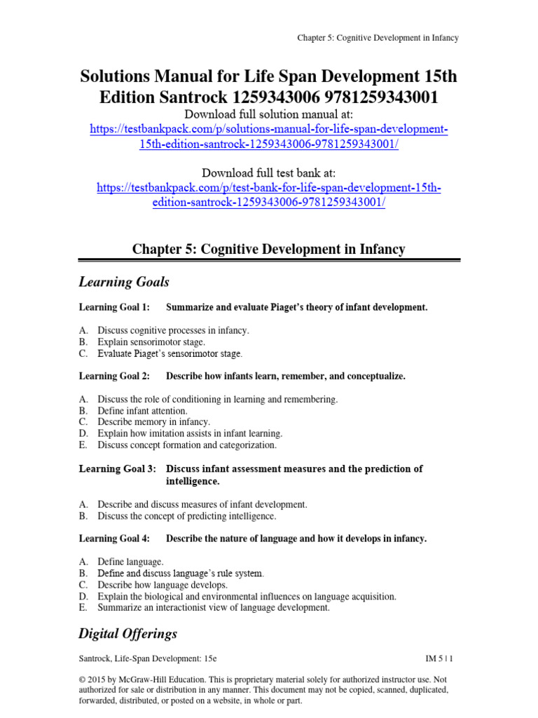 Life-Span Development 15th Edition Santrock Solutions Manual 1 | PDF ...