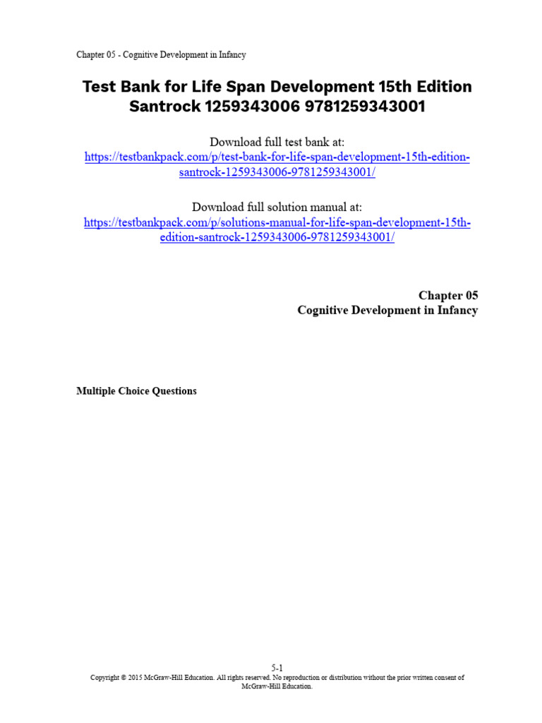 Life-Span Development 15th Edition Santrock Test Bank 1 | PDF | Project ...