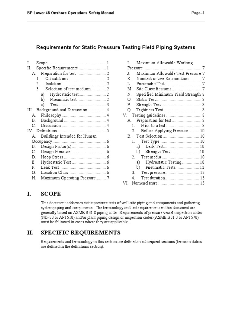Static Presssure Test | PDF | Leak | Pressure