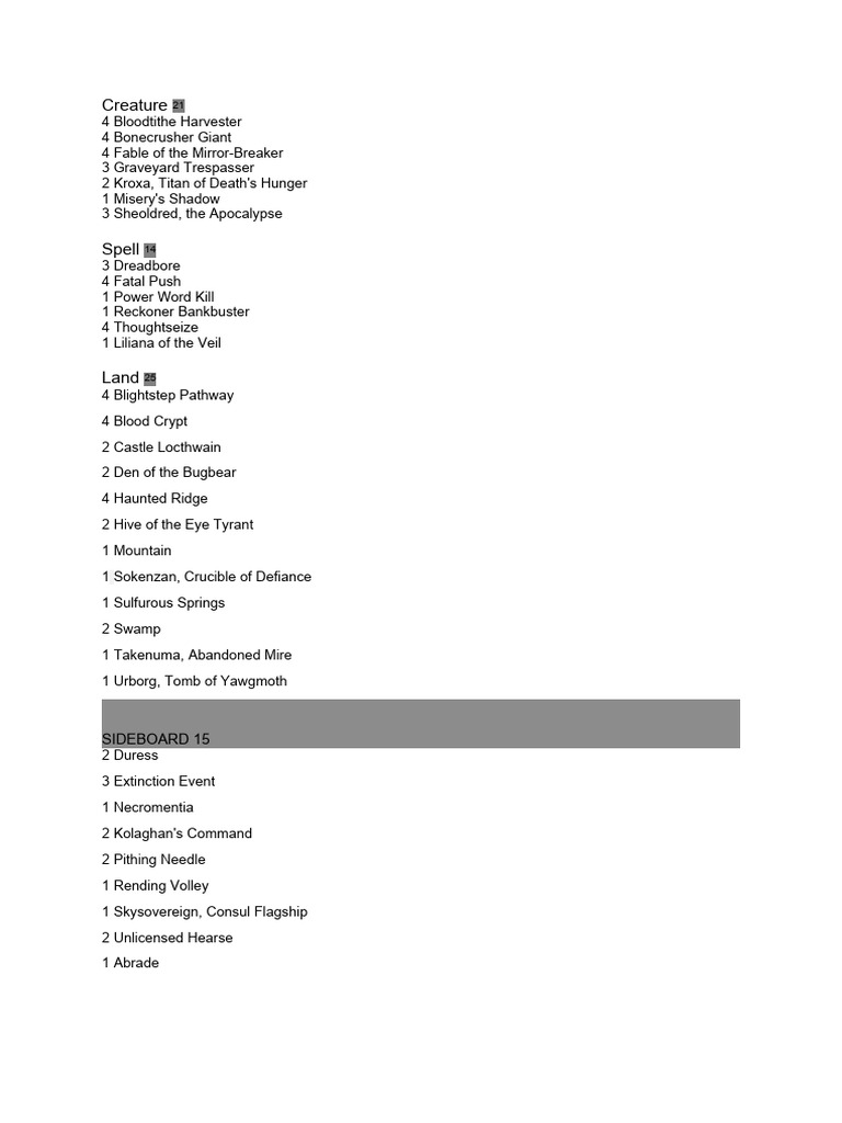 Decklist RCQ 23 | PDF