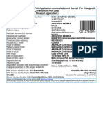 PAN Application Acknowledgment Receipt (For Changes or Correction in PAN Data) (Physical Application)
