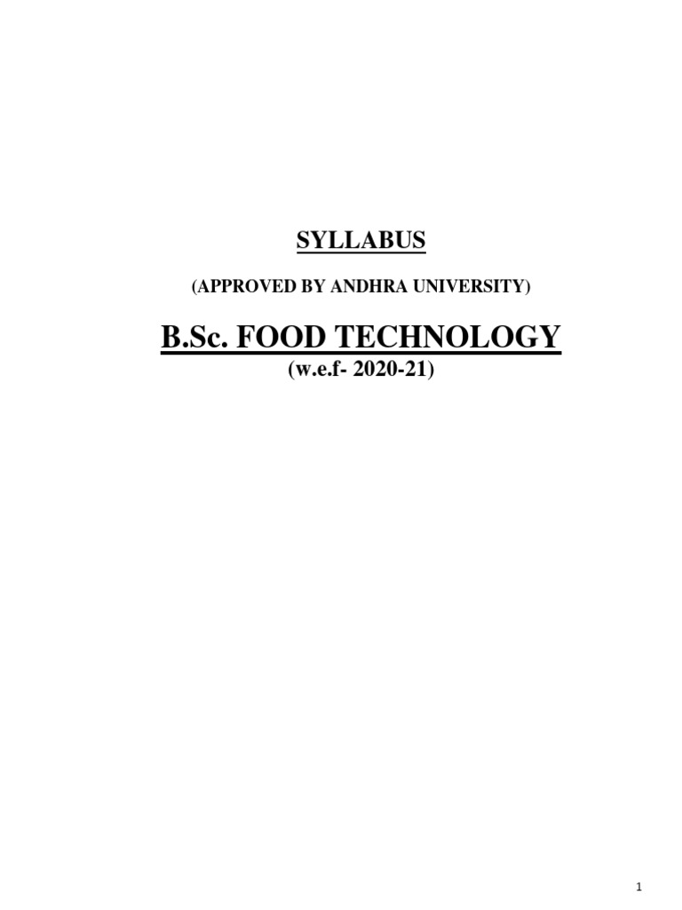 B.Sc. Food Technology Syllabus Overview | PDF