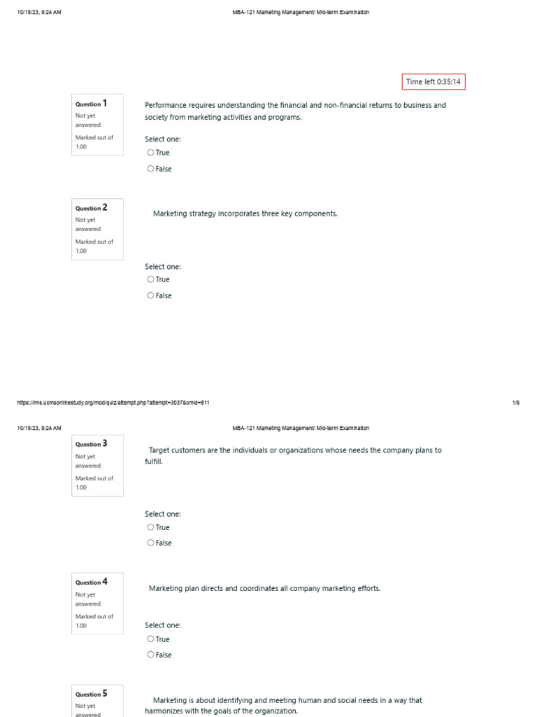 MBA-121 Marketing Management Exam | PDF | Marketing | Communication