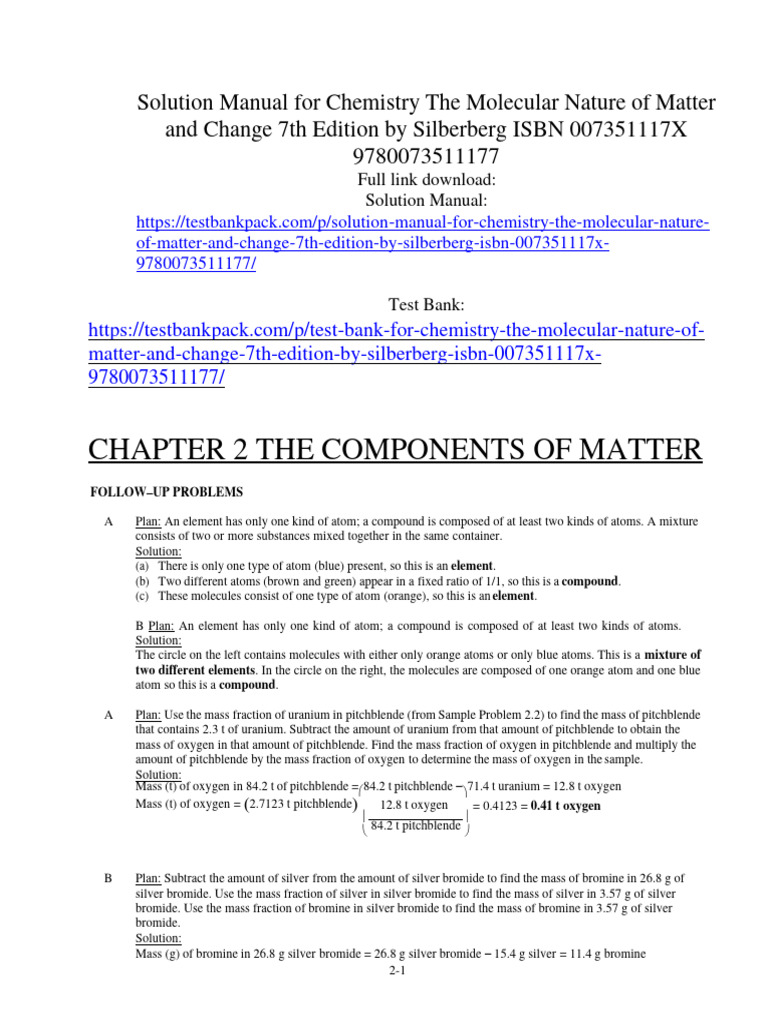Solution Manual for Silberberg Chemistry 7e | PDF | Ion | Chemical ...