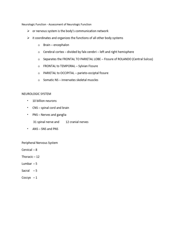 Neurologic function assessment of neurologic function pdf
