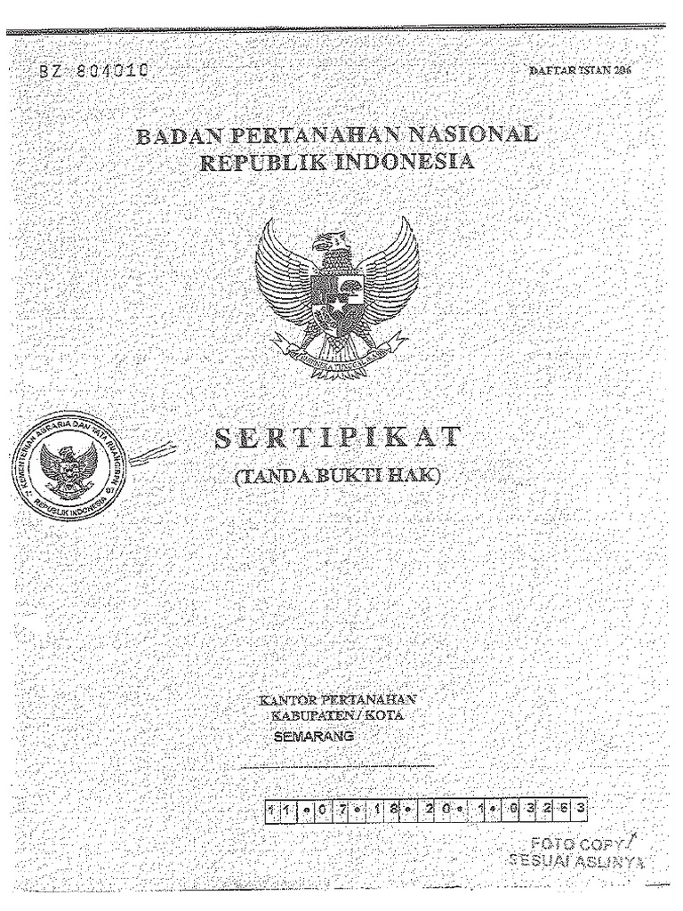 Sertifikat Tanah Dokumen Hukum Administrasi