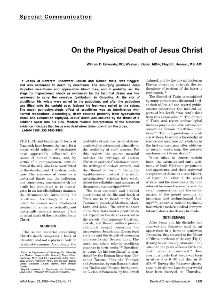 on the physical death of jesus christ español