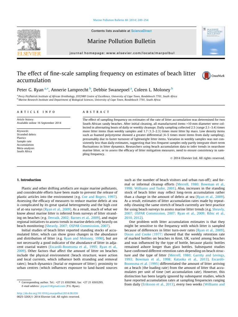Beach Litter Accumulation: Sampling Frequency Effects | PDF | Beach ...