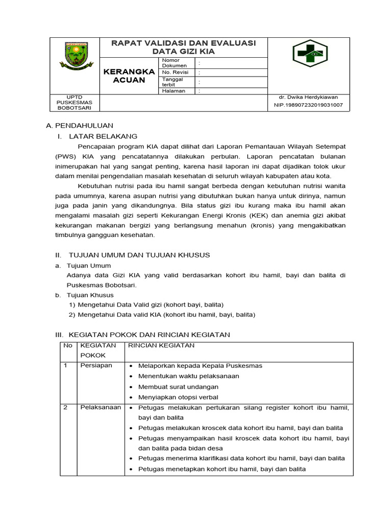 Kak Validasi Gizi Kia | PDF