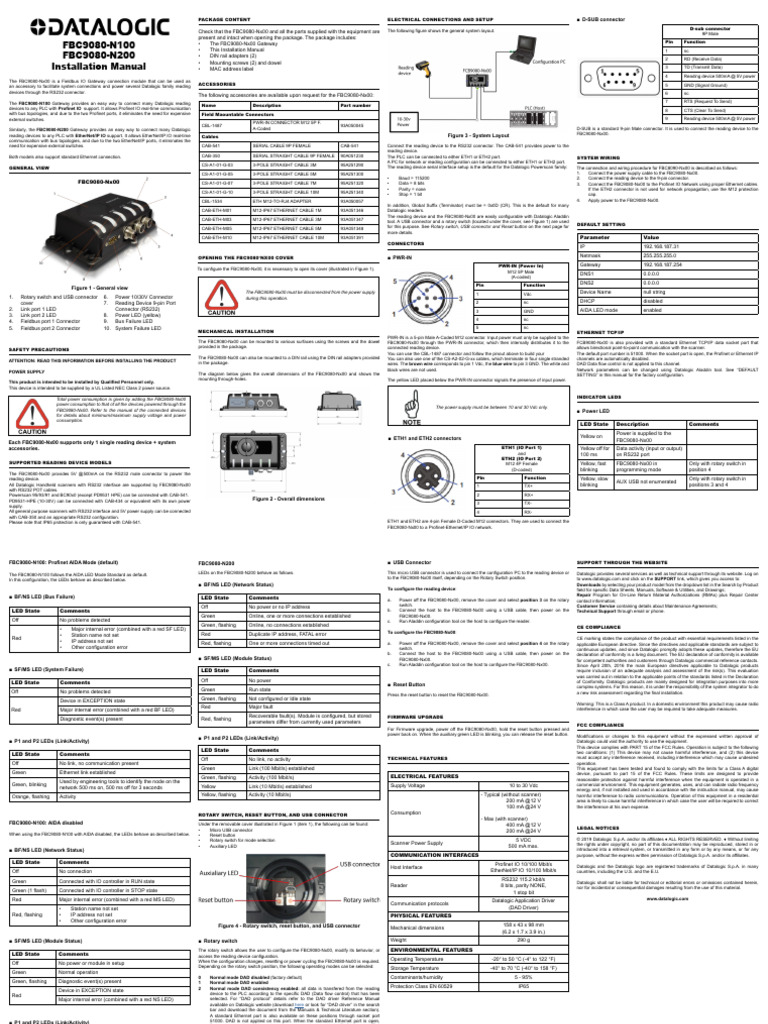 FBC9080-N100 Fieldbus Gateway Manual | PDF | Electrical Connector ...