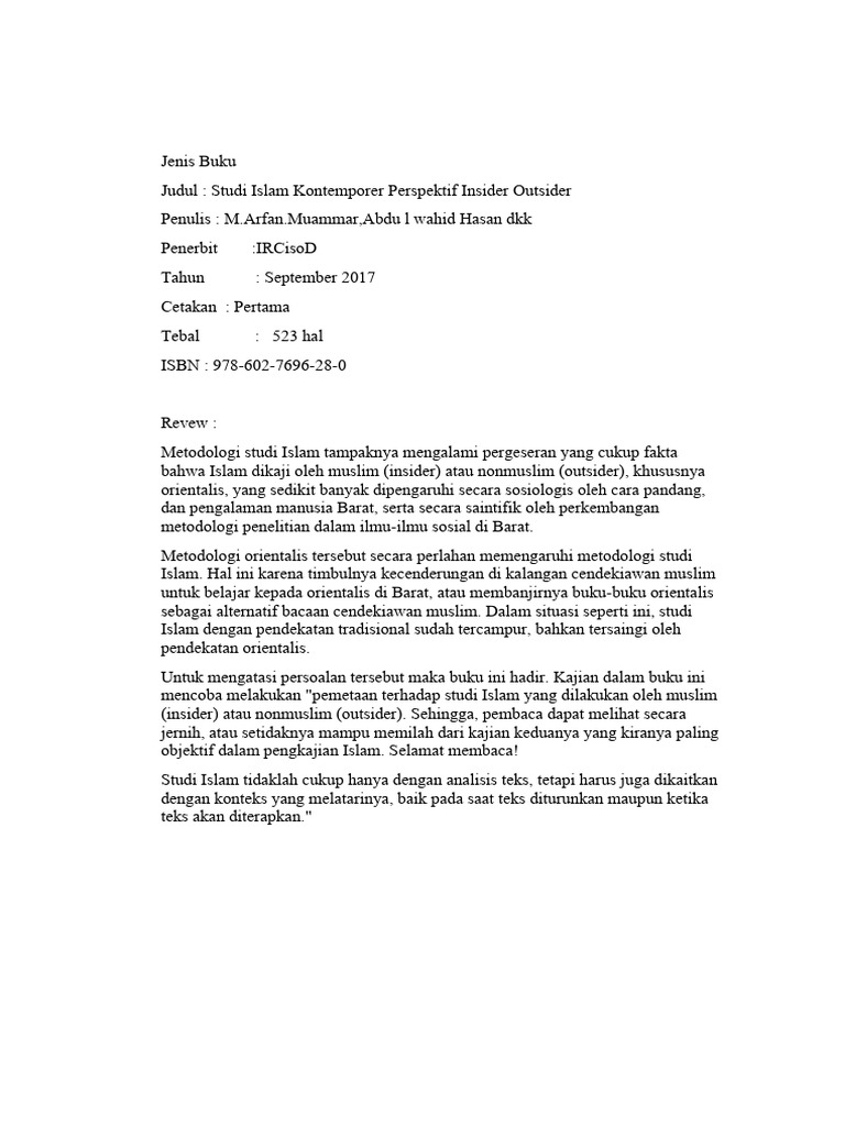 3.2 Studi Islam Kontemporer Perspektif Insider Outsider PDF