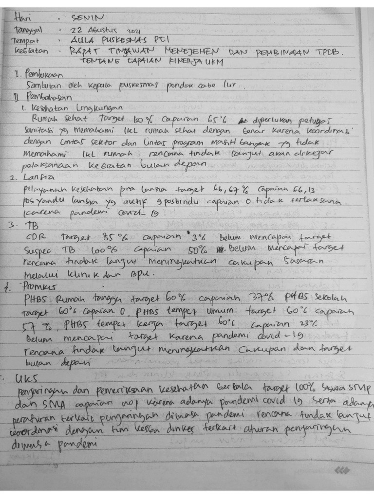 2 8 4 ep 1 dan 2 notulensi pembahasan capaian kinerja ukm dan rtl di