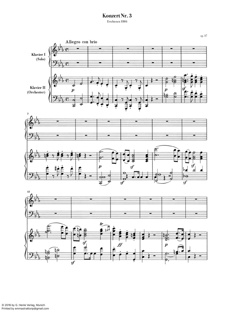 Beethoven Piano Concerto No. 3 Score | PDF | Publishing Companies