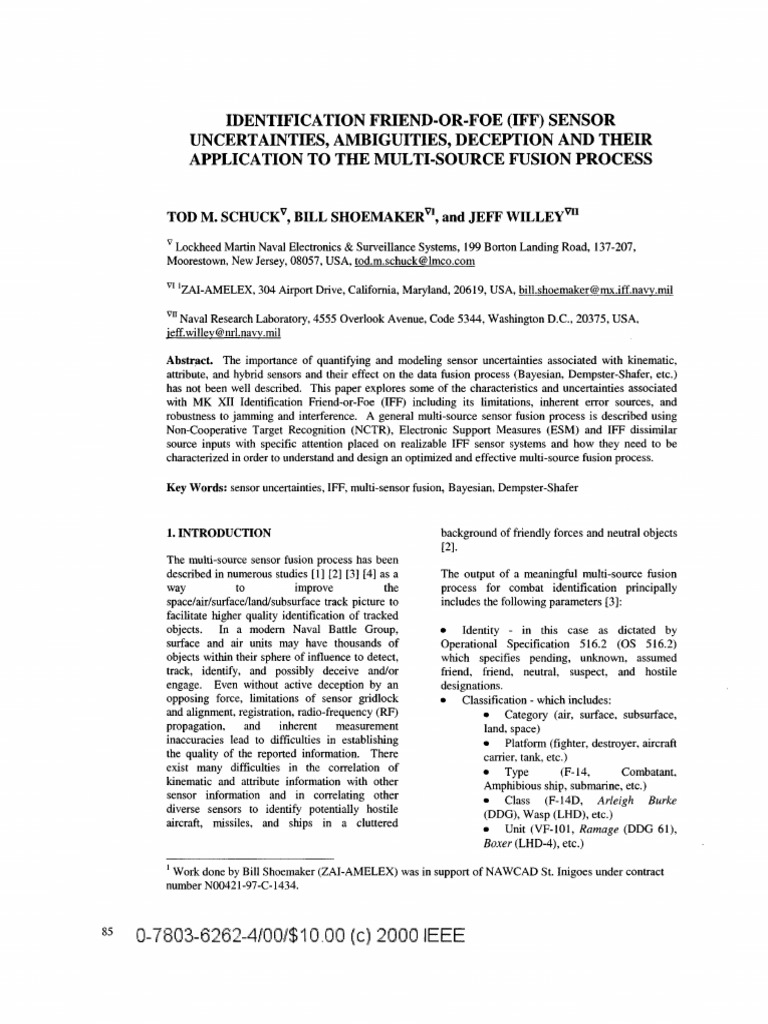 Identification Friendorfoe Iff Sensor Uncertainties Ambiguities | PDF