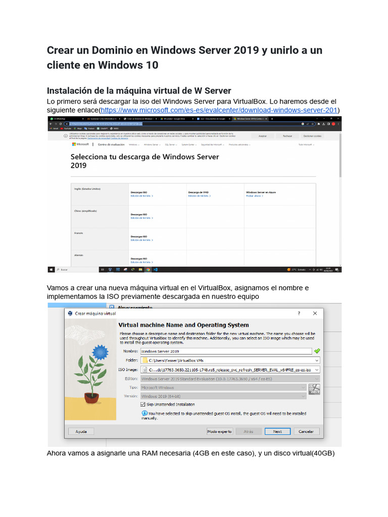 Crear Dominio en Windows Server 2019 | PDF | Directorio Activo | Windows 10