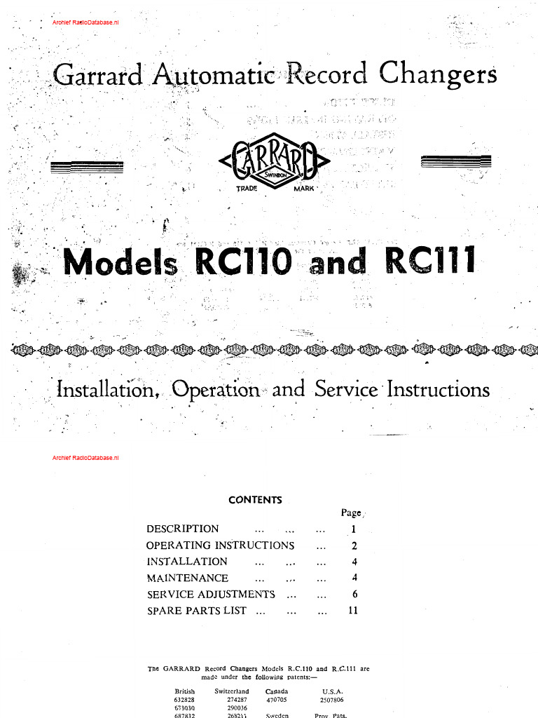 Garrard RC110 RC111 | PDF