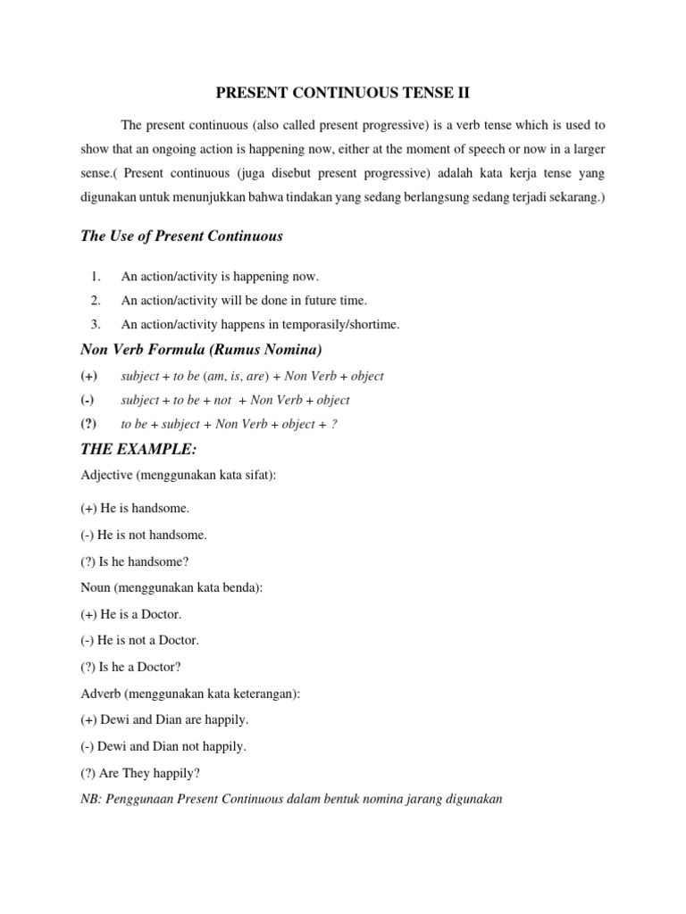 Understanding Present Continuous Tense Pdf