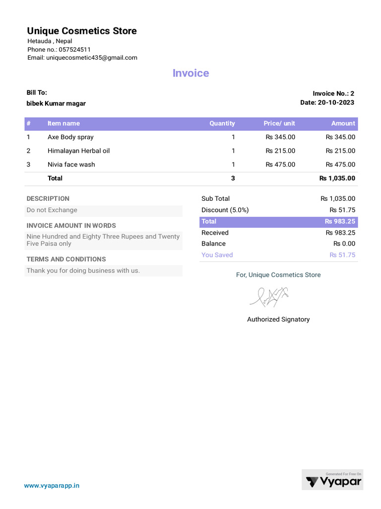 Cosmetics Bill | PDF