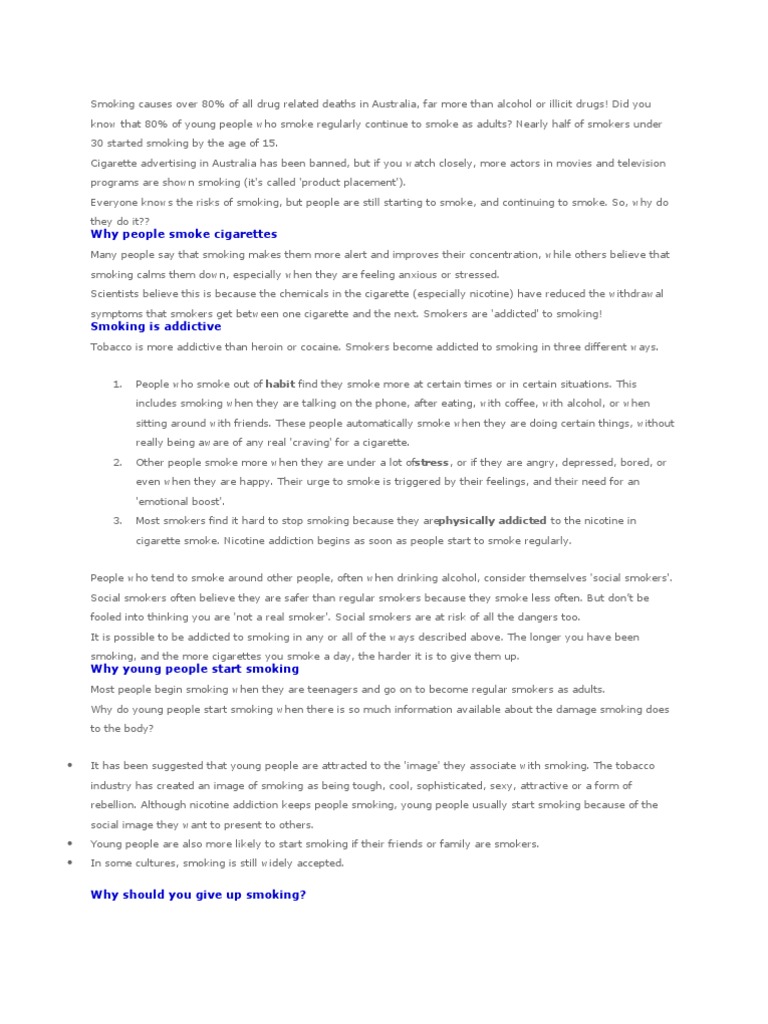 Understanding Smoking Addiction and Risks | PDF | Tobacco Smoking ...