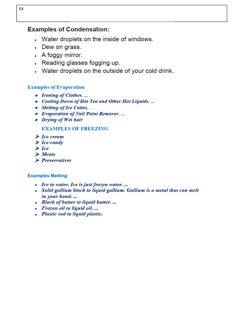 Examples of Condensation PDF