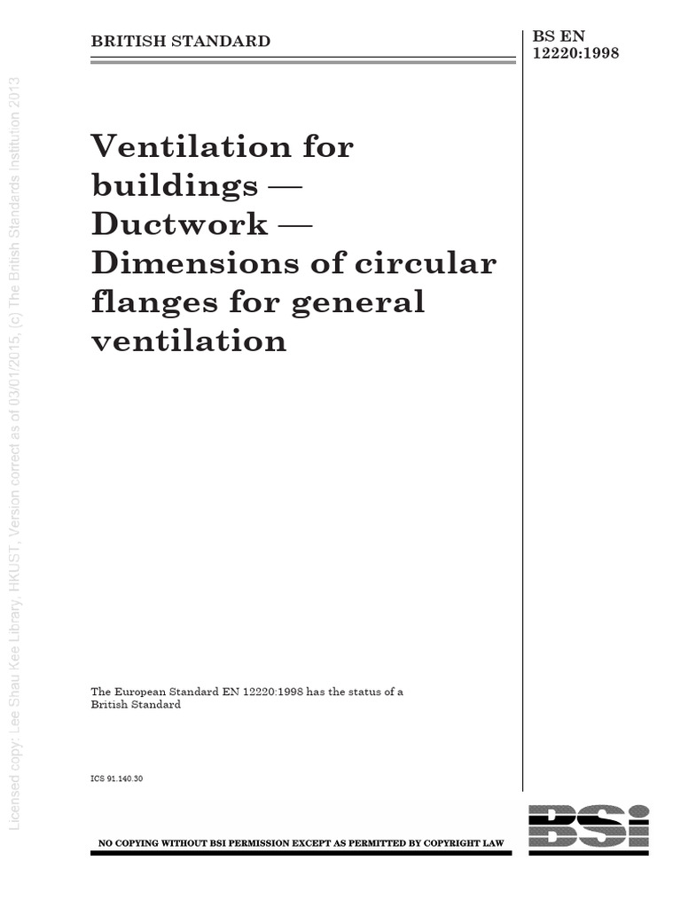 En 122201998 Ventilation For Buildings DuctworkDimensions of
