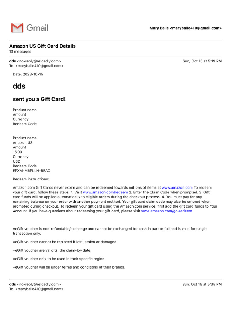 Amazon US Gift Card D446 PDF