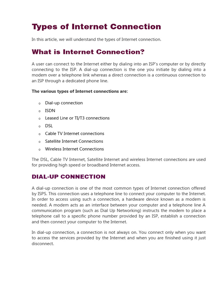 Types of Connection PDF Access Digital