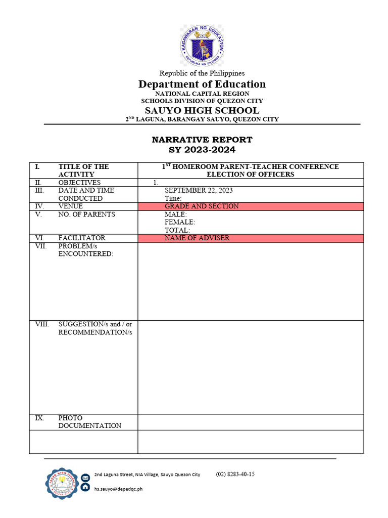 Narrative Report Format | PDF