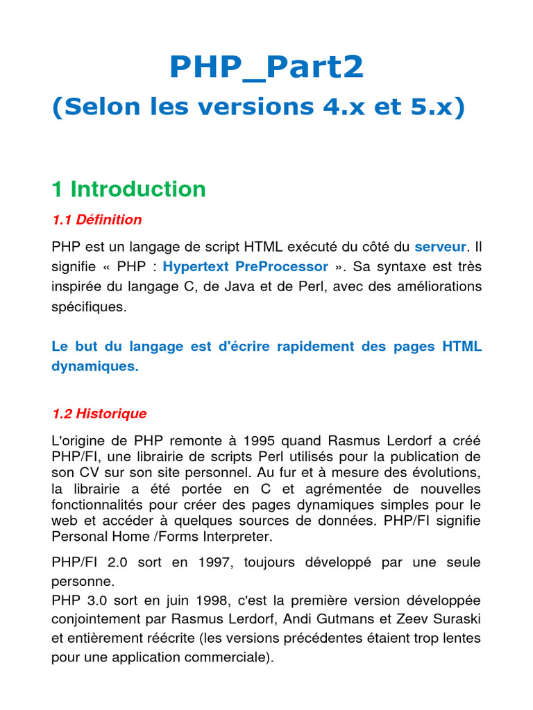 Introduction à PHP et ses Applications | PDF | PHP | MySQL