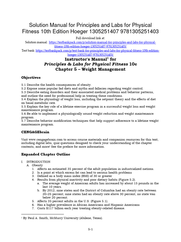 Principles and Labs For Physical Fitness 10th Edition Hoeger Solutions
