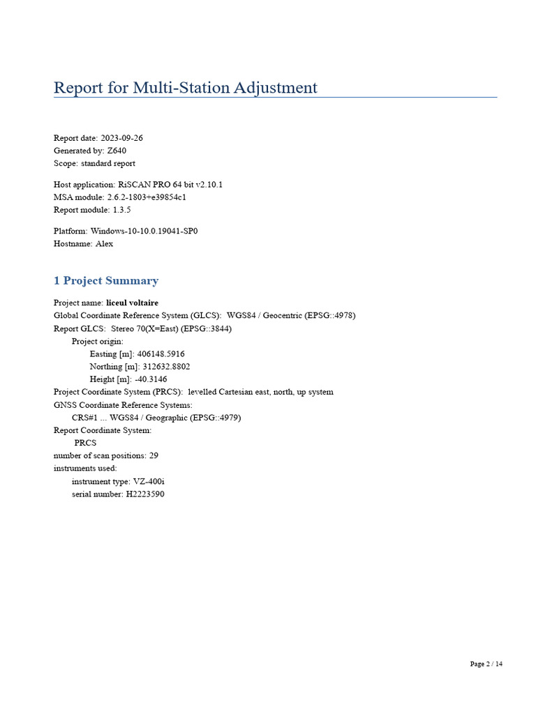Multi-Station Adjustment Report | PDF | Technology & Engineering