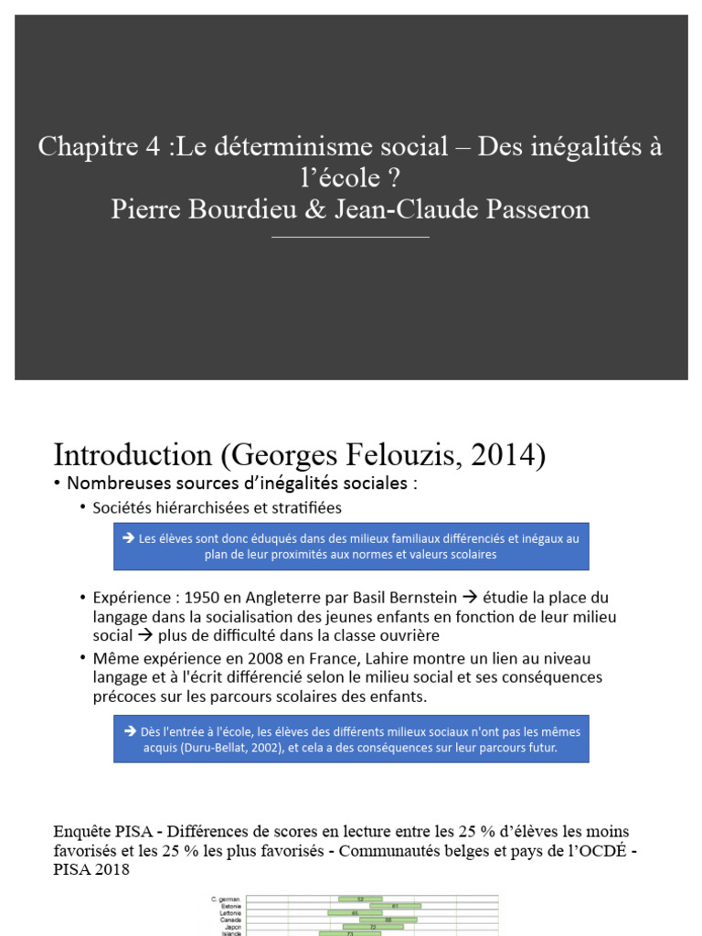 Inégalités scolaires et déterminisme social | PDF