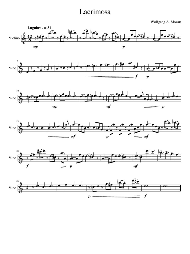 Lacrimosa W Mozart PDF