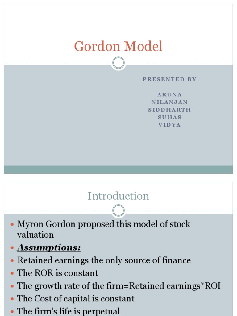 Gordon Model: Presented by Aruna Nilanjan Siddharth Suhas Vidya | PDF ...