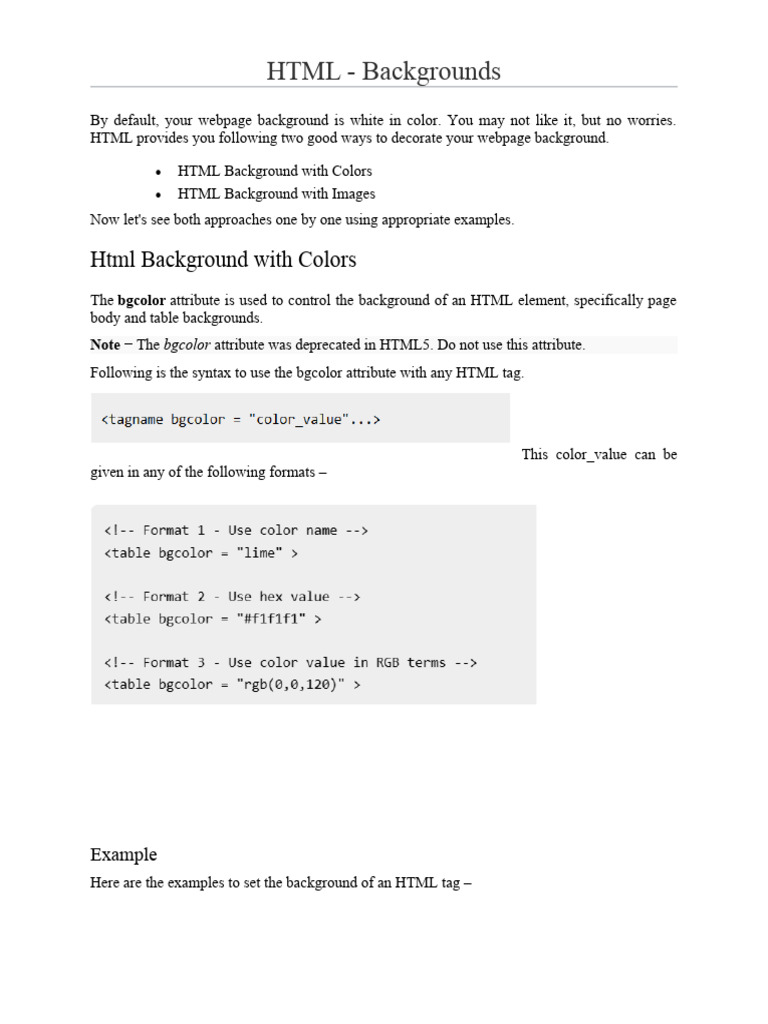 HTML Backgrounds | PDF | Html | Html Element