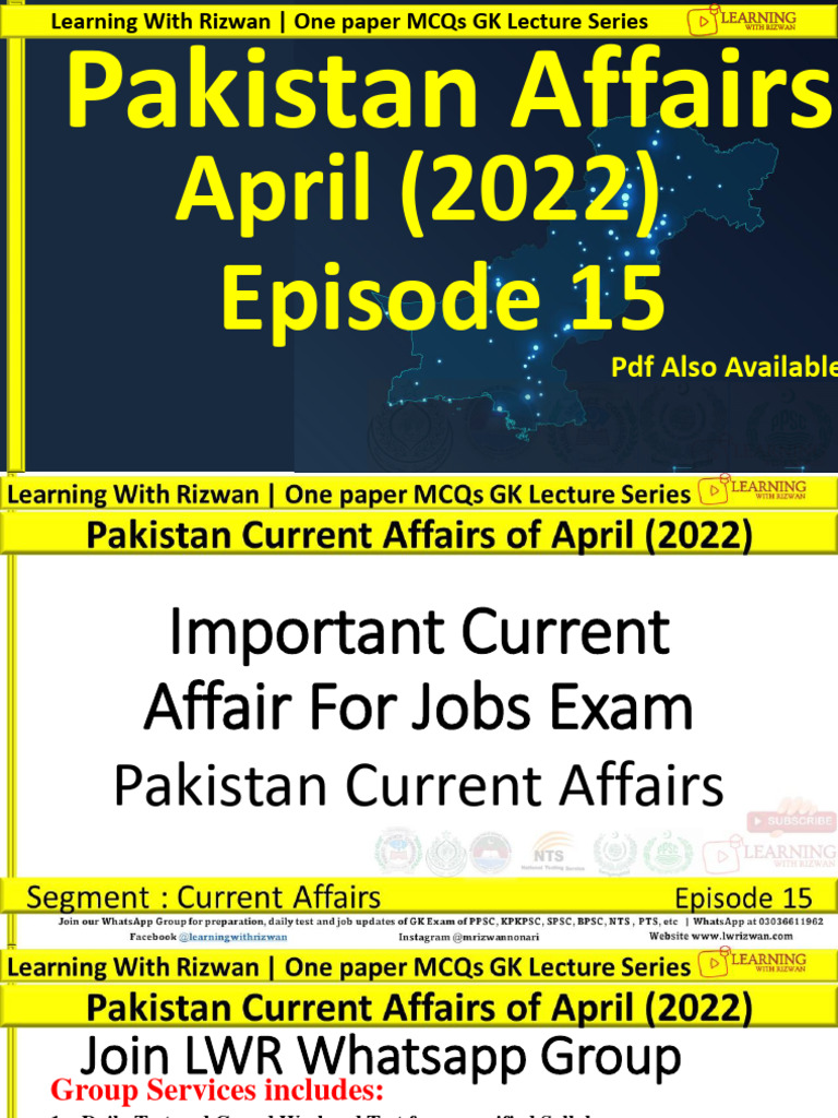 April Pakistan Current Affairs Episode 15 | PDF | Pakistan | Government ...
