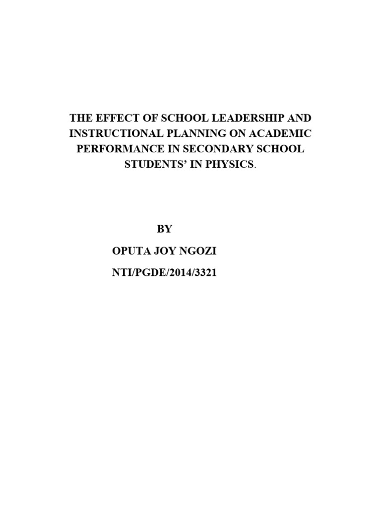 The Effect Of School Leadership And Instructional Planning On Academic