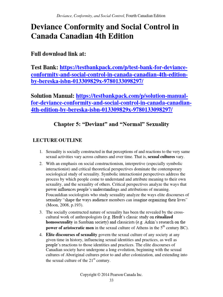 Deviance Conformity and Social Control in Canada Canadian 4th Edition Bereska Solutions Manual 1