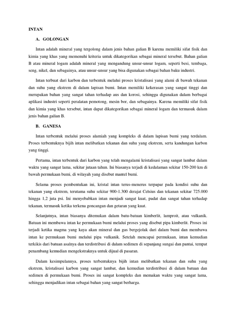 Proses Pembentukan dan Penambangan Intan | PDF