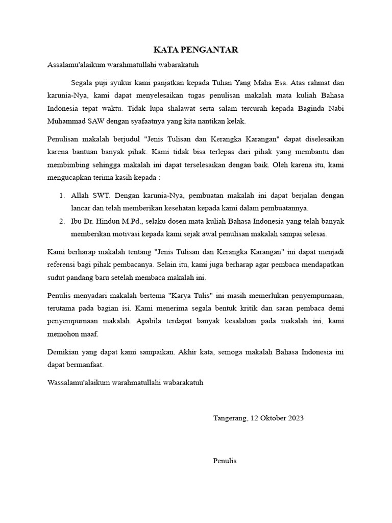 Jenis dan Cara Membuat Kerangka Karangan | PDF