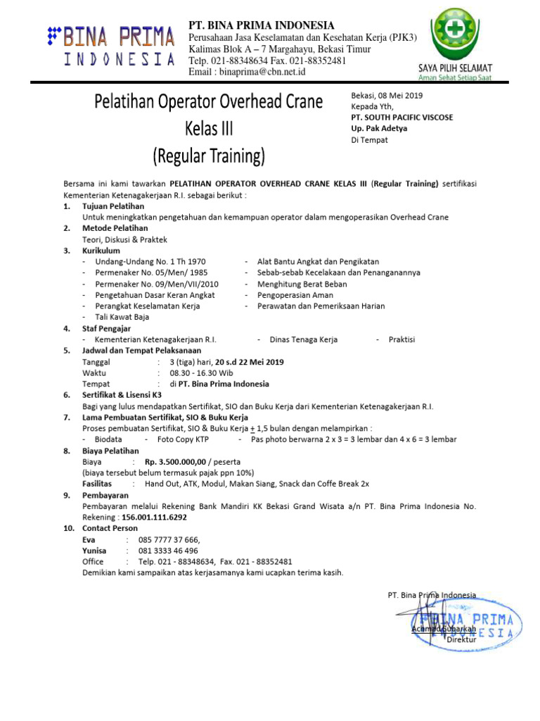 Overhead Crane Kelas III Regular PDF