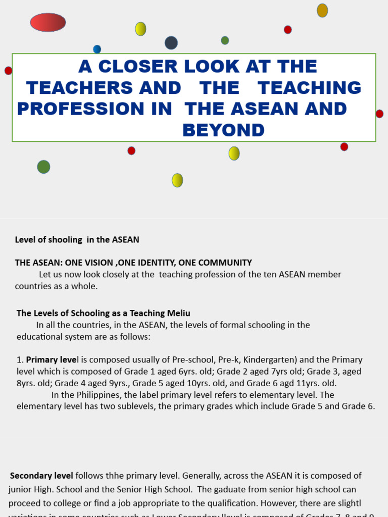 ASEAN Teaching Profession Overview | PDF | Teachers | Pedagogy