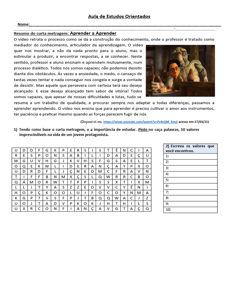 Atividades de Estudo Orientado | PDF | Aprendizado | Amor